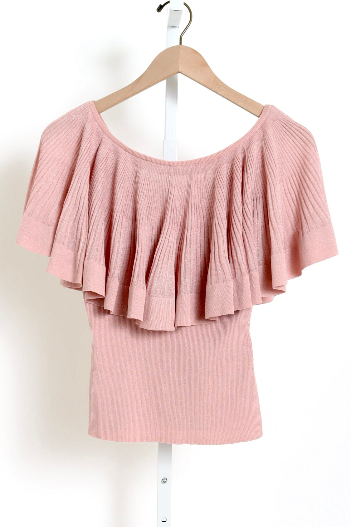 Luna Pleated Frill Top - Dusty Pink