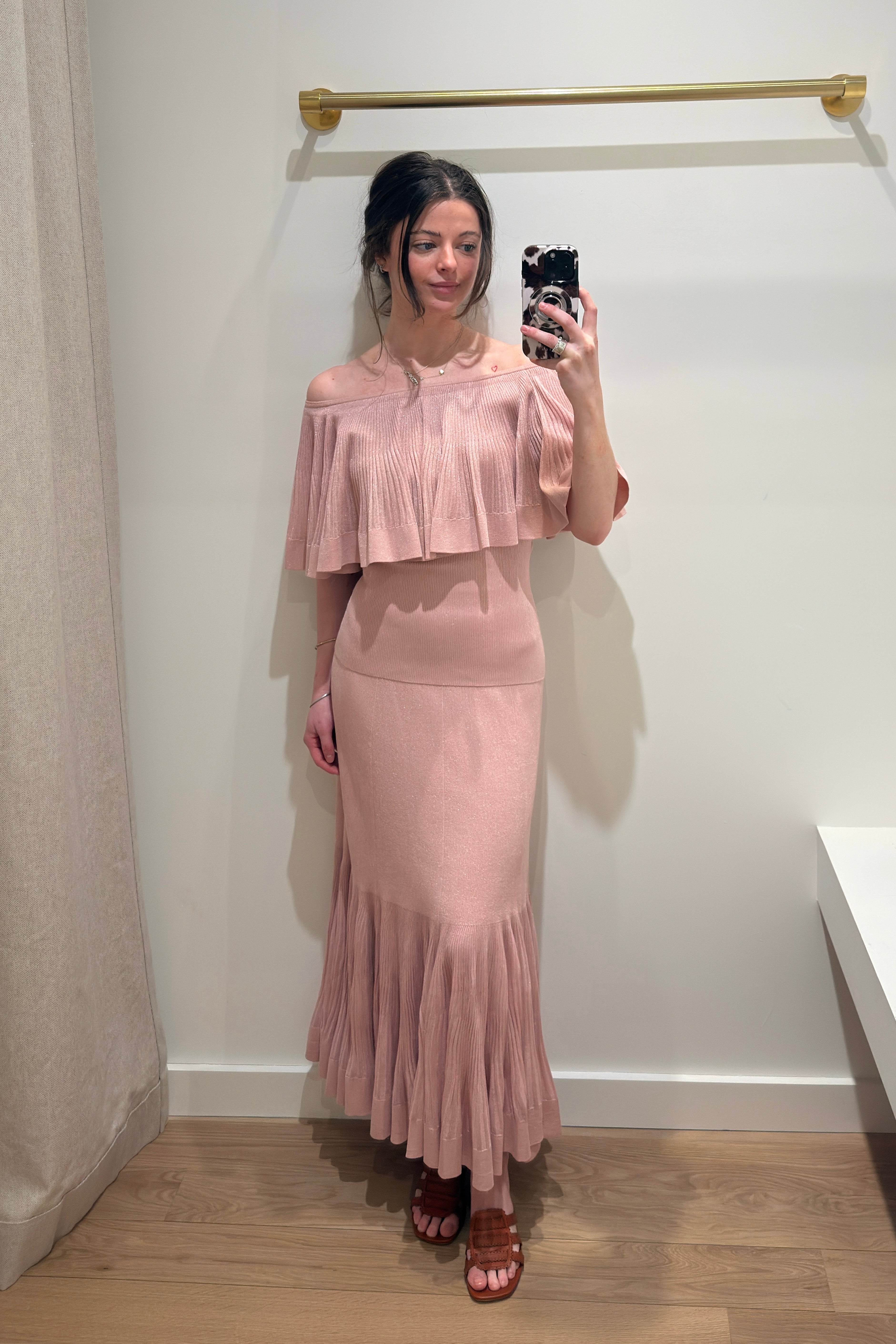 Luna Pleated Frill Skirt - Dusty Pink