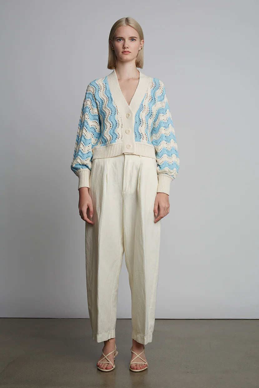 Luna Cardi - Ivory / Sky Blue