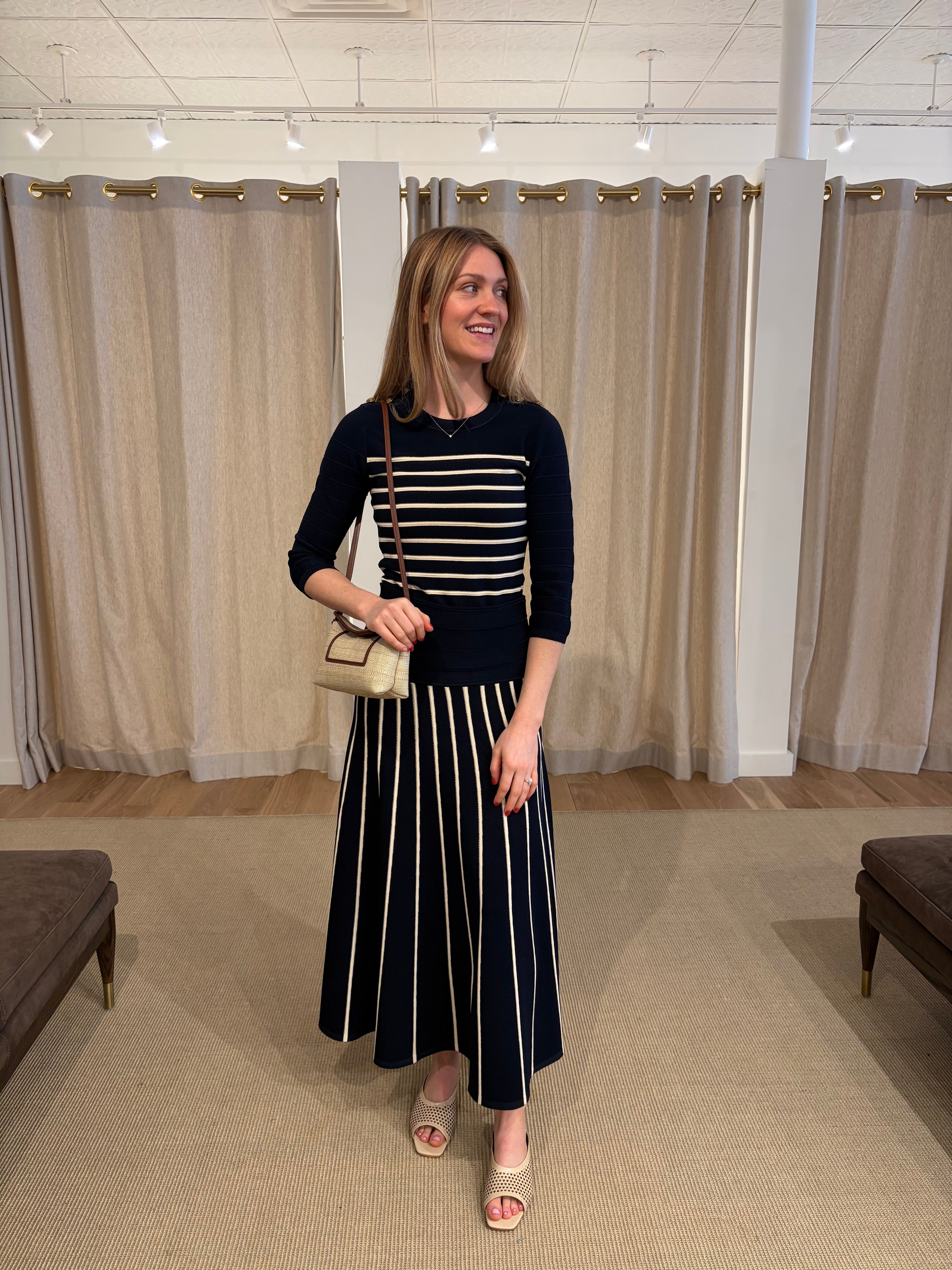 Luna Striped Top - Navy / Cream
