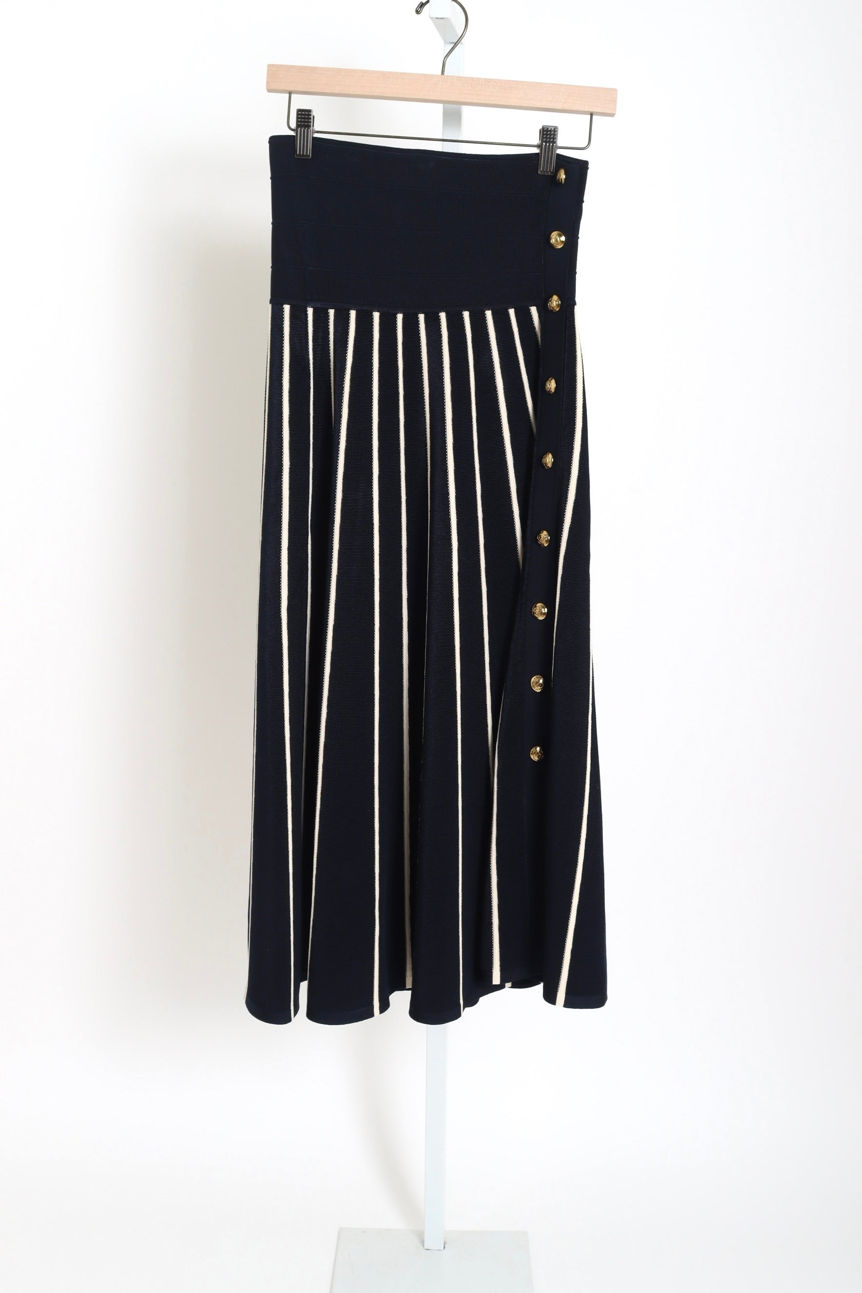 Luna Striped Midi Skirt - Navy / Cream